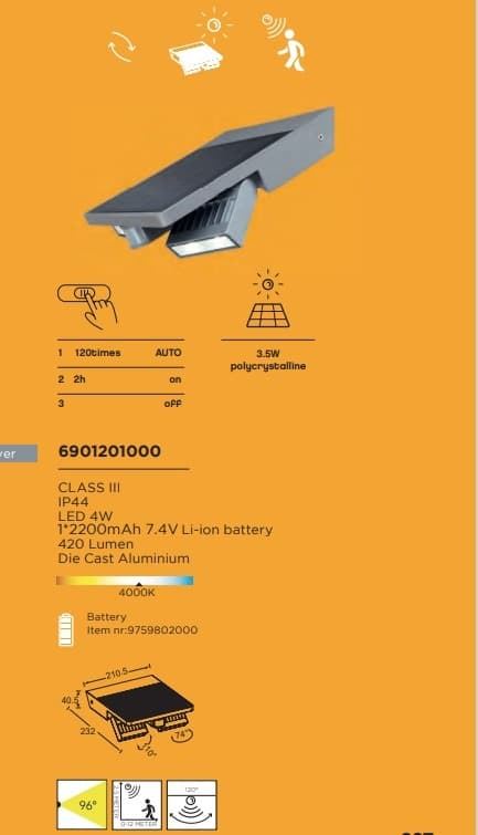 Aplique de exterior solar moderno TILLY - Imagen 3