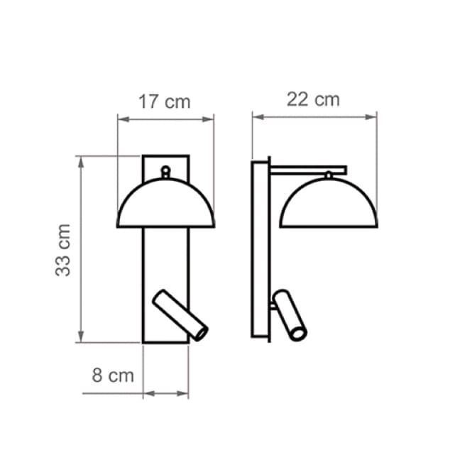 Aplique de pared moderno ABSIS A READER Vertical c/ lector - Imagen 3
