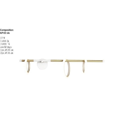 Aplique de pared moderno ULAOP APSX Izquierdo Blanco/Oro - Imagen 2