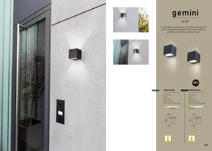 Aplique exterior de pared moderno GEMINI MINI Black Edition - Imagen 3