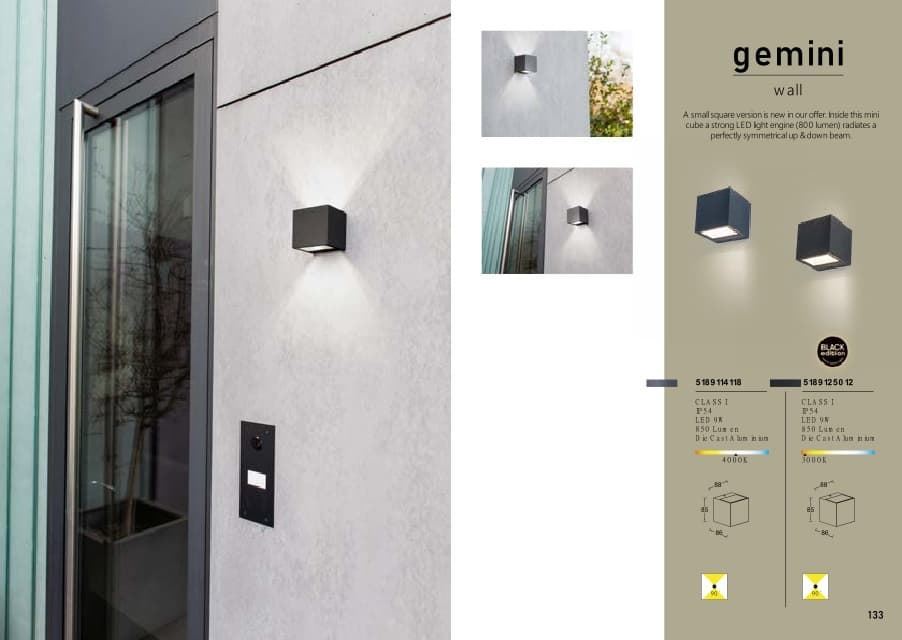 Aplique exterior de pared moderno GEMINI MINI - Imagen 3