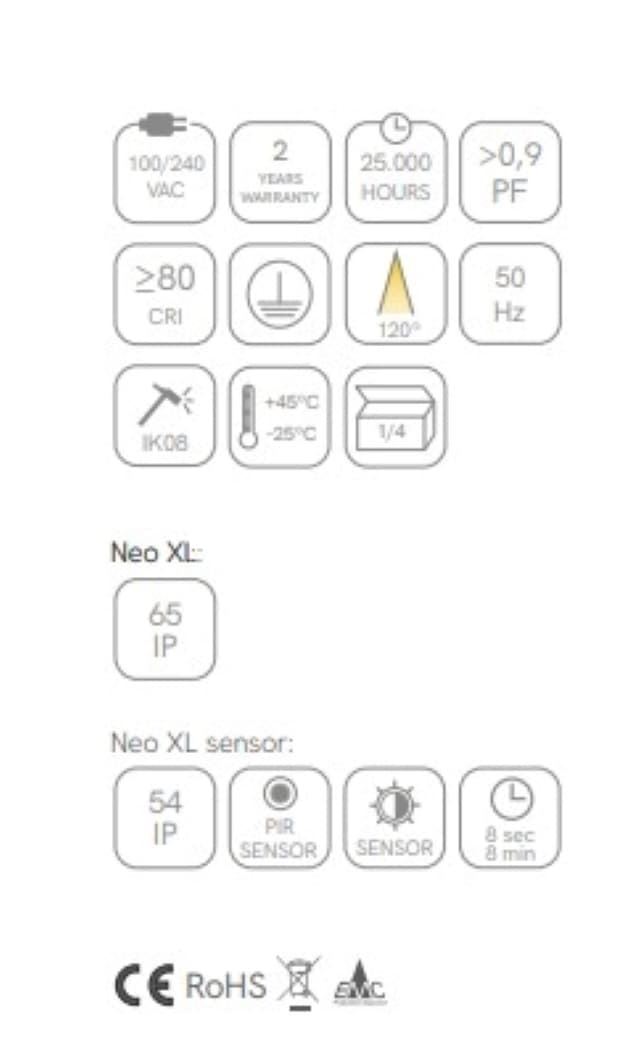 Aplique exterior de pared moderno NEO XL C/SENSOR - Imagen 5