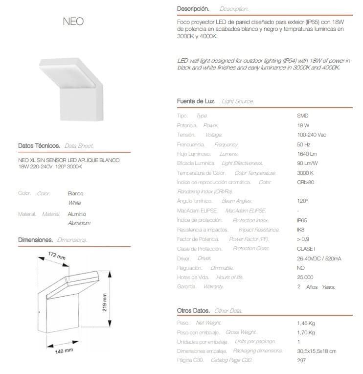 Aplique exterior de pared moderno NEO XL - Imagen 3