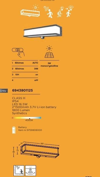 Aplique Lutec de pared exterior solar moderno DOBLO L - Imagen 3