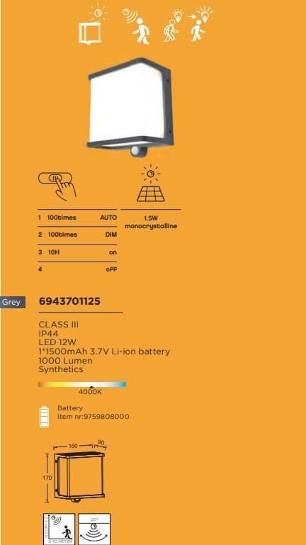 Aplique Lutec de pared exterior solar moderno DOBLO M - Imagen 3
