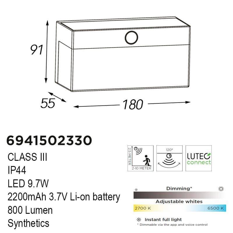 Aplique Lutec de pared exterior solar moderno FRAN bluetooth - Imagen 3