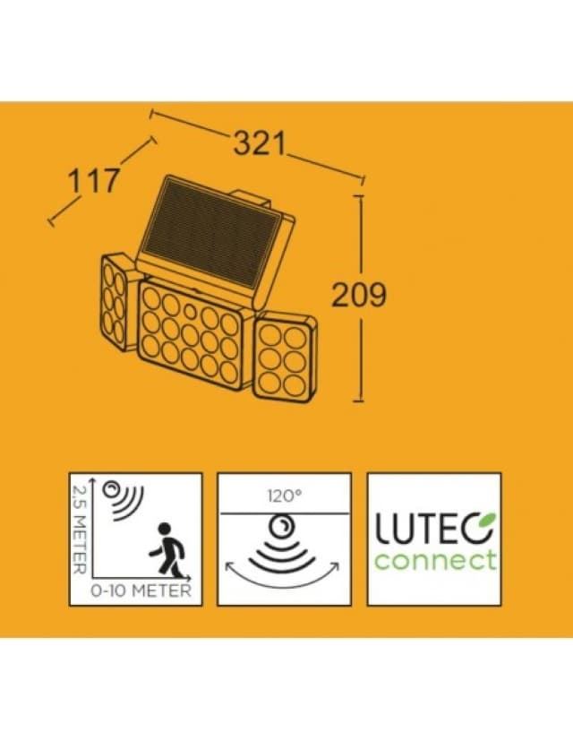 Aplique Lutec de pared exterior Solar moderno TUDA Bluetooth - Imagen 3
