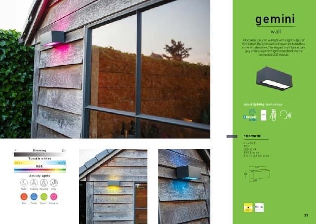 Aplique Lutec exterior de pared moderno GEMINI Connect - Imagen 1