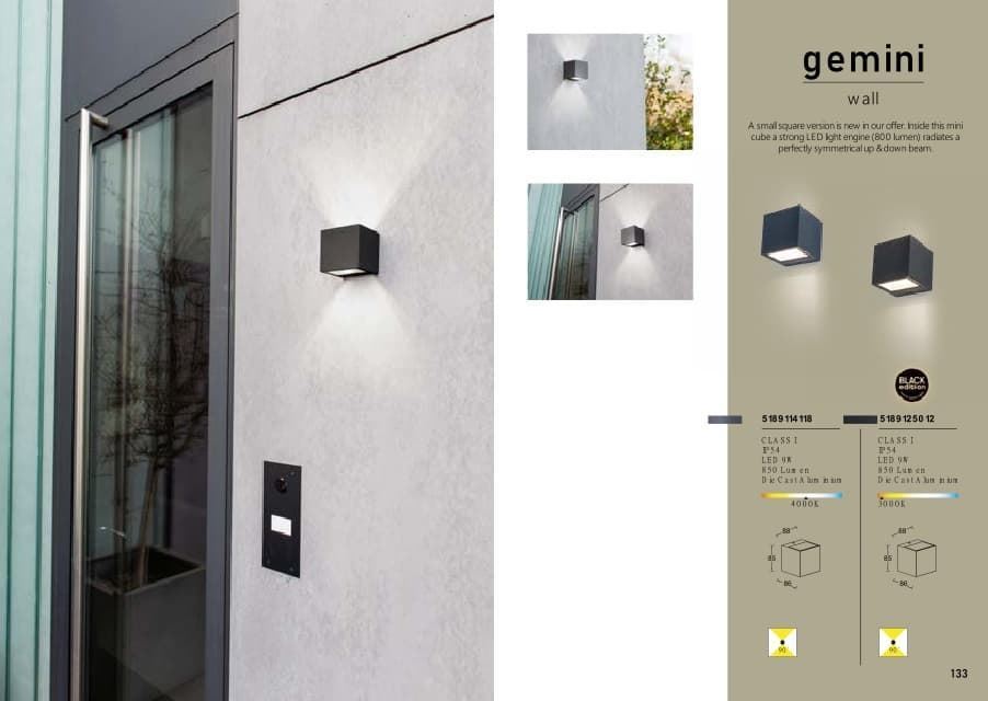Aplique Lutec exterior de pared moderno GEMINI MINI - Imagen 3