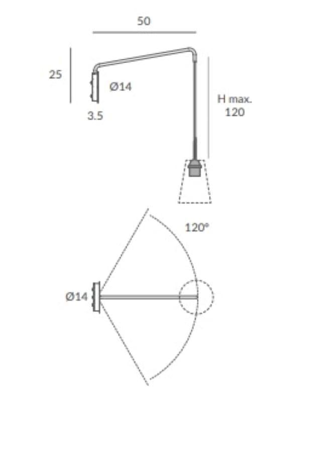 Aplique móvil de Pared moderno 1 salida KIT/APL500 - Imagen 3