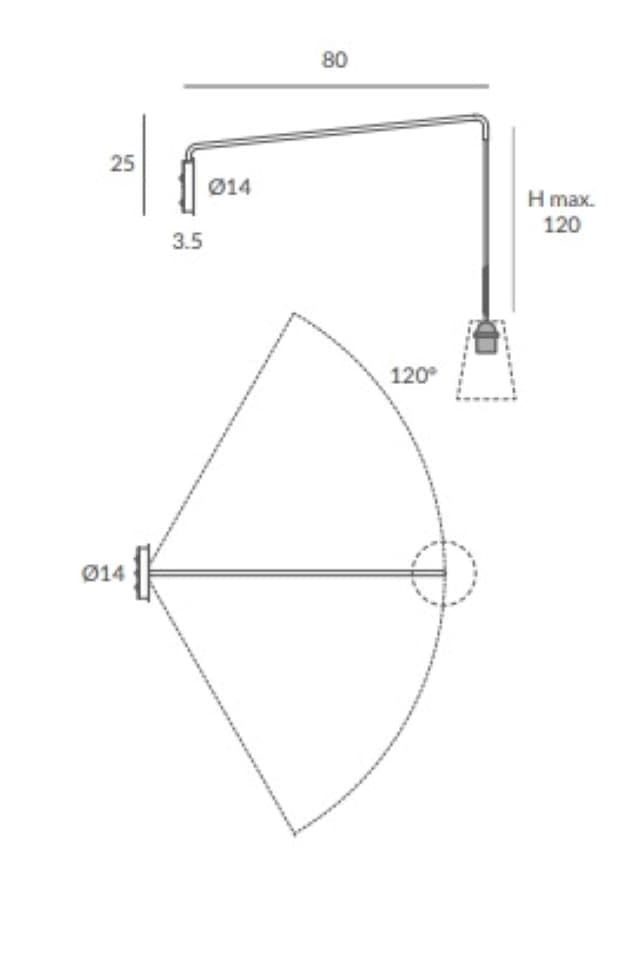 Aplique móvil de Pared moderno 1 salida KIT/APL800 - Imagen 3