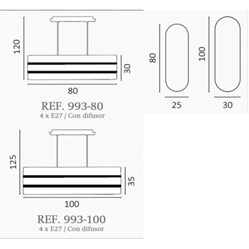 Colgante de techo moderno DIBU ALARGADA Personalizable - Imagen 2
