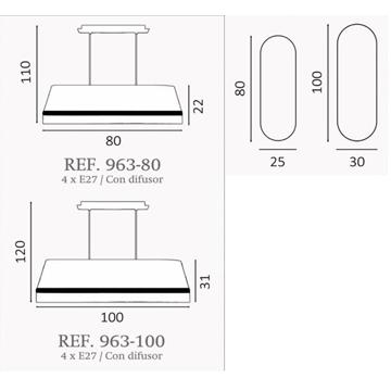Colgante de techo moderno PRAT ALARGADA Personalizable - Imagen 2