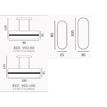 Colgante de techo moderno ZINC ALARGADA Personalizable - Imagen 2