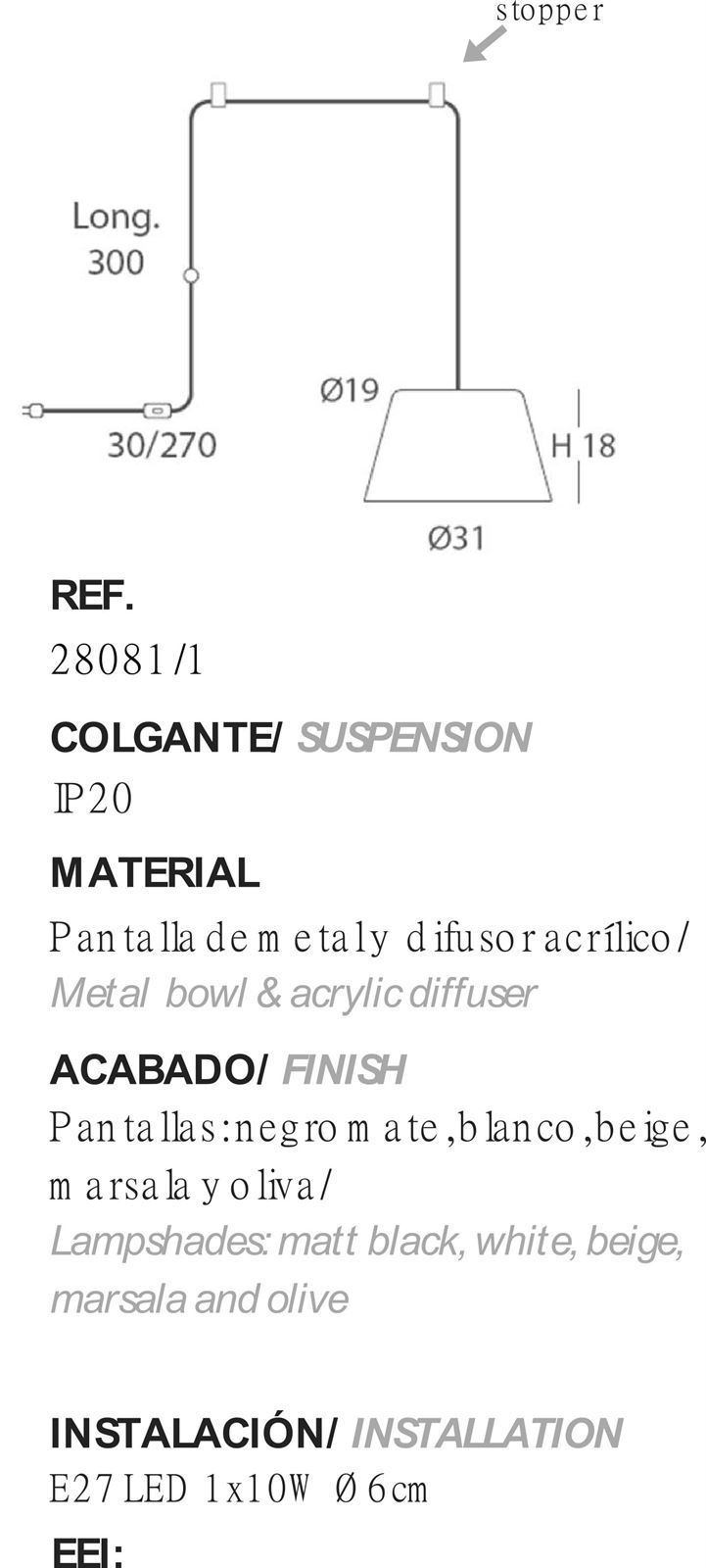 Colgante moderno SENTO 31 ENCH - Imagen 2