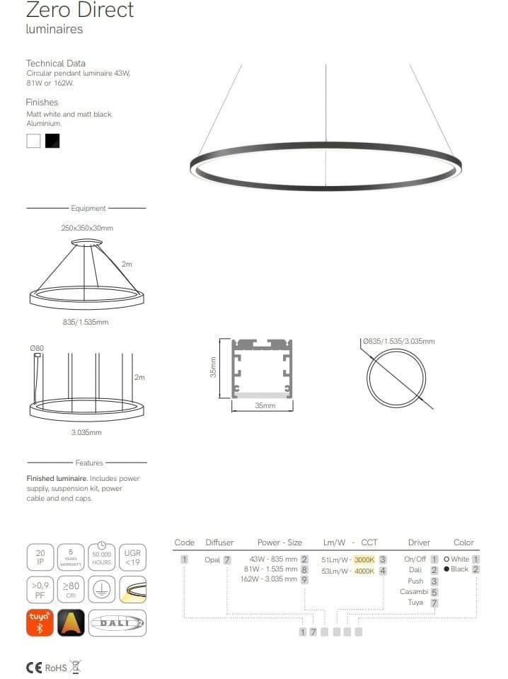 Colgante moderno ZERO DIRECT 1535 - Imagen 3