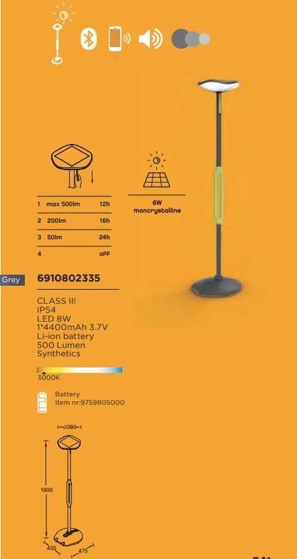 Farola de exterior solar moderna POPPY Bluetooth - Imagen 7