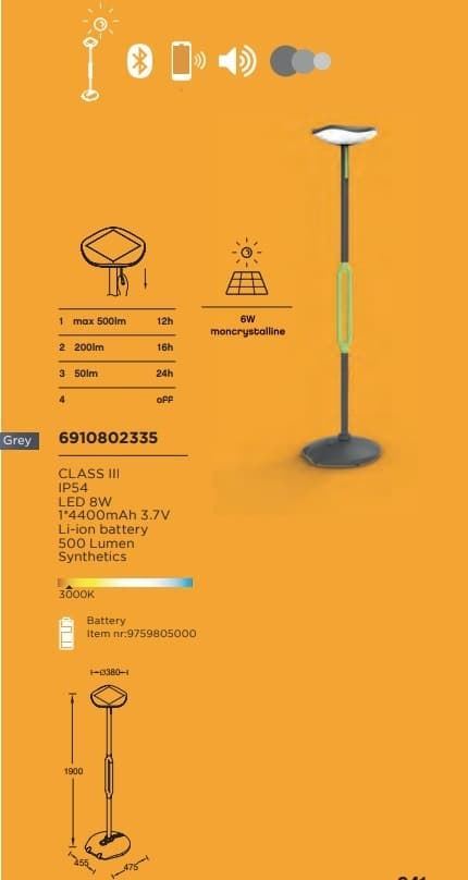 Farola Lutec exterior solar moderna POPPY Bluetooth - Imagen 7