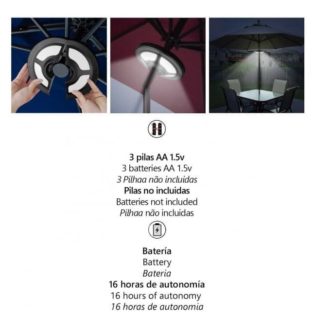 Foco c/ batería para sombrillas LACOS - Imagen 2