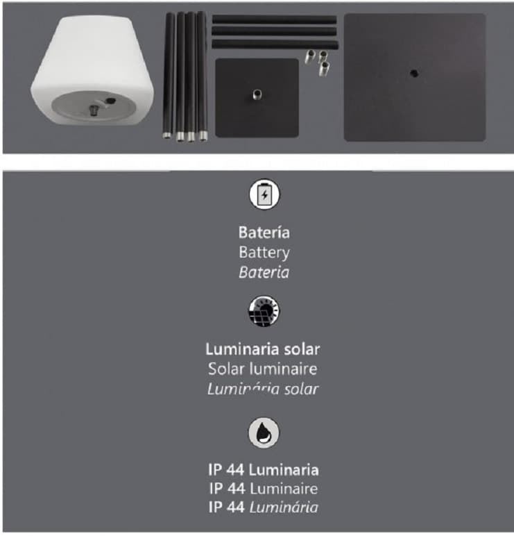 Lámpara de mesa exterior moderna Solar c/ batería Cube - Imagen 5