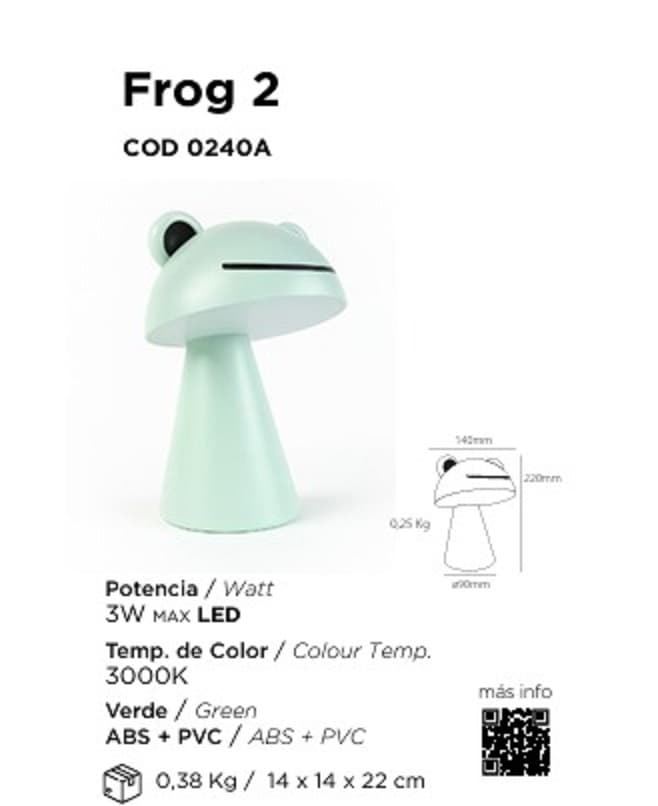Lámpara de mesa infantil C/ batería FROG2 - Imagen 2