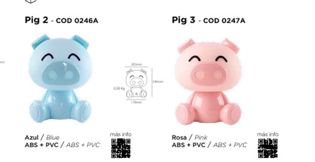 Lámpara de mesa infantil C/ batería PIG - Imagen 5