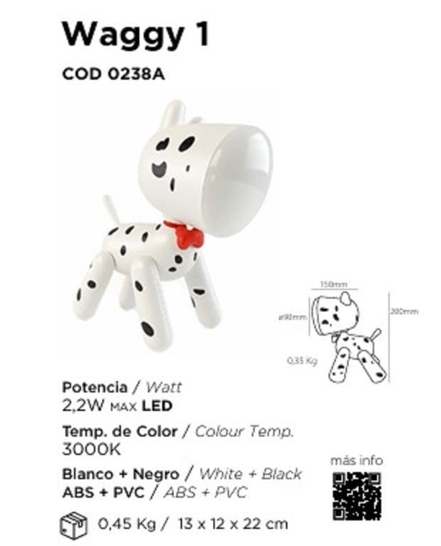 Lámpara de mesa infantil C/ batería WAGGY - Imagen 4