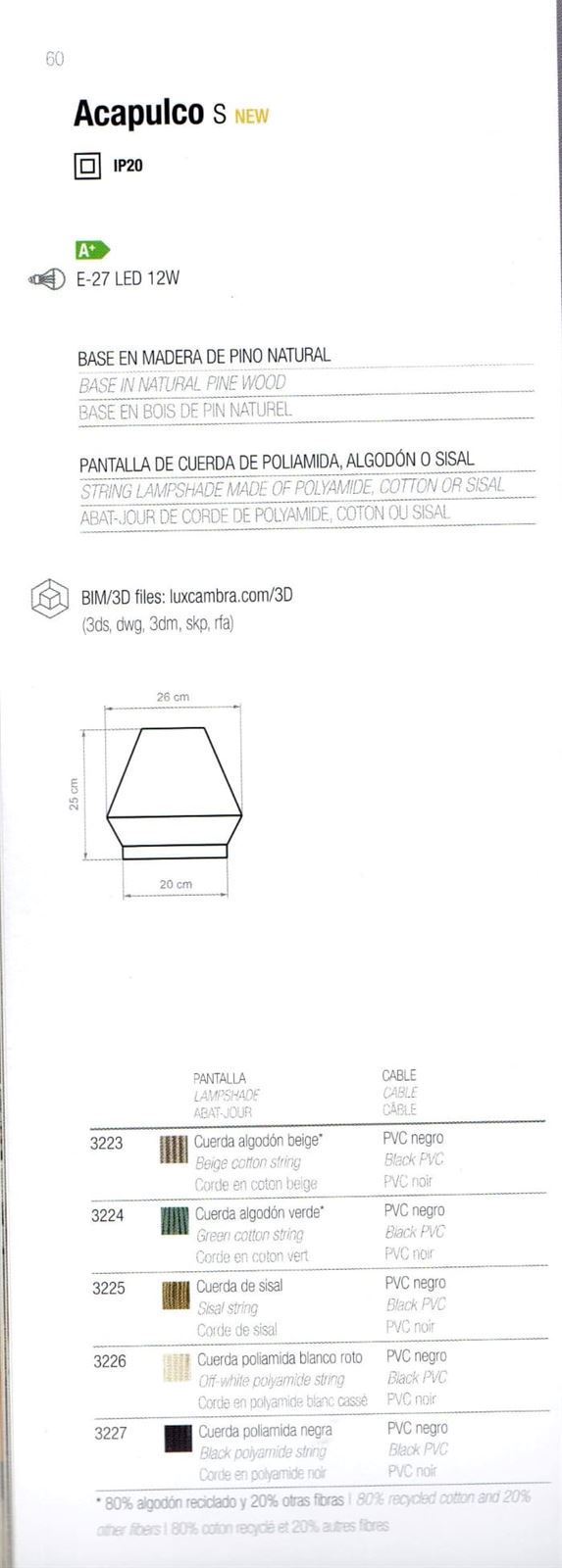 Lámpara de mesa rústico - moderno ACAPULCO S - Imagen 2