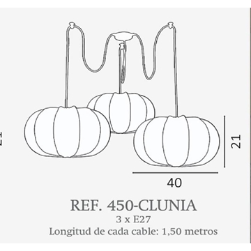 Lámpara de techo moderno CLUNIA 3 luces Personalizable - Imagen 2