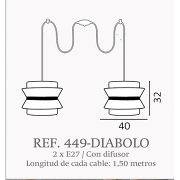 Lámpara de techo moderno DIABOLO 2 luces Personalizable - Imagen 2