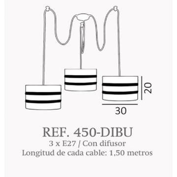 Lámpara de techo moderno DIBU 3 luces Personalizable - Imagen 2