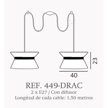 Lámpara de techo moderno DRAC 2 luces Personalizable - Imagen 2