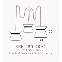 Lámpara de techo moderno DRAC 3 luces Personalizable - Imagen 2