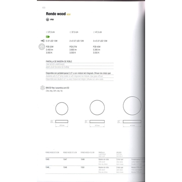 Plafón de techo moderno RONDO WOOD 48 E27 - Imagen 2